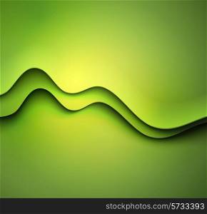 Abstract colorful green vector template waved background.