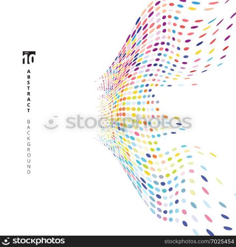 Abstract colorful halftone texture dots pattern distortion perspective on white background. vector illustration