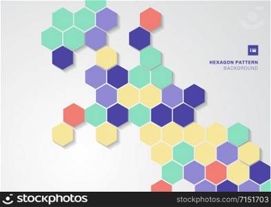 Abstract colorful hexagons shape minimal pattern on white background. You can use for template brochure, poster, flyer, banner web, print ad, etc. Vector illustration