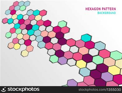 Abstract colorful hexagons shape pattern on white background with copy space for text. Vector illustration