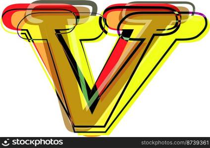 Abstract Colorful Letter v Vector illustration