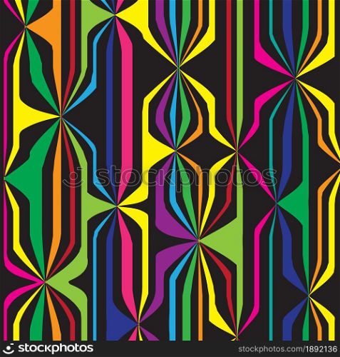 Abstract colorful lines on black background. Vector illustration