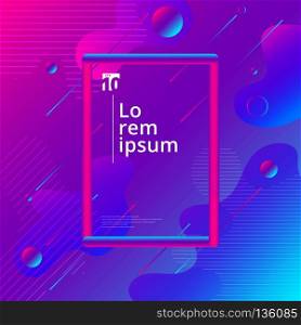Abstract colorful liquid and fuid shape geometric composition background with 3d tube frame. Vector illustration