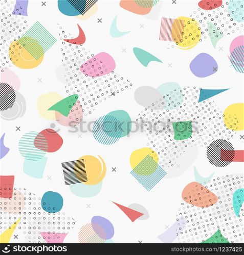 Abstract colorful memphis design with grunge geometrical pattern design background. Decorate for ad, poster, artwork, template design, print. illustration vector eps10