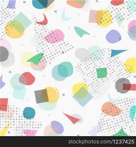 Abstract colorful memphis design with grunge geometrical pattern design background. Decorate for ad, poster, artwork, template design, print. illustration vector eps10