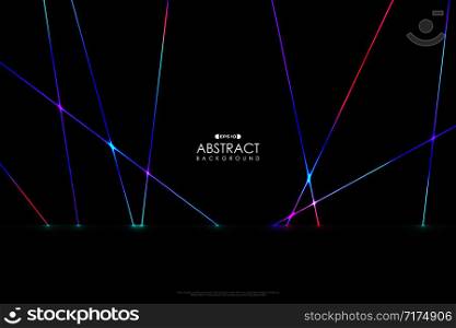 Abstract colorful neon line pattern on black stage artwork background. Decorate for ad, poster, artwork, template design, print. illustration vector eps10