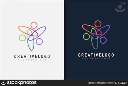 Abstract Colorful People logo Based Circle and Oval Shape. Vector Logo Illustration. Graphic Design Element.
