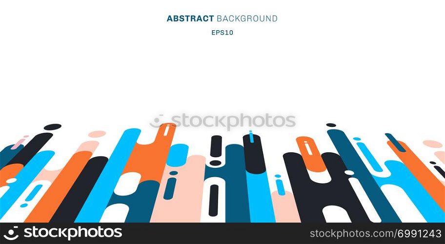 Abstract colorful rounded shapes lines transition perspective background with copy space. Halftone style bright color. Vector illustration