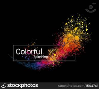 Abstract colorful splashing design on black background vector illustration