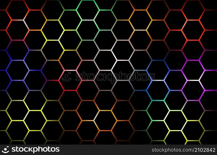 abstract colorful square frame on dark background. Vector illustration