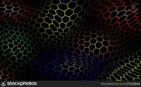 abstract colorful square frame on dark background. Vector illustration