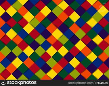 Abstract colorful square geometric pattern of paper cut design template background. You can use for ad, poster, artwork, design, print, template. illustration vector eps10
