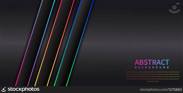 Abstract colorful stripe diagonal on black background with space for your text. Modern style. You can use for banner web, cover brochure, print ad, etc. Vector