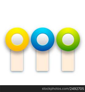 Abstract colorful toggles set with vertical banners and round buttons for web design isolated vector illustration. Abstract Colorful Toggles Set