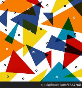 Abstract colorful triangle pattern overlap with circle elements on white background. Vector illustration
