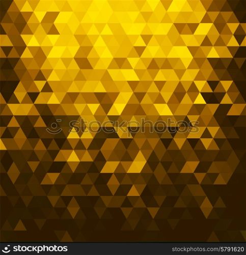 Abstract colorful vector background with gold shiny triangles. Abstract banner with triangle shapes