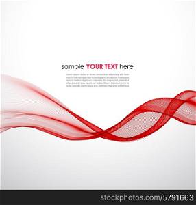 Abstract colorful vector background with red transparent wave. Abstract red wave vector background
