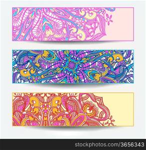 abstract colorful vector banners with ornate ornaments