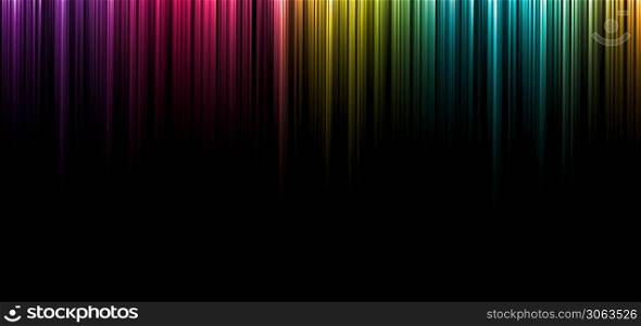 Abstract colorful vibrant stripe vertical lines light on black background. Technology concept. Vector illustration