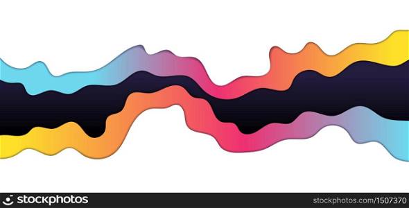 Abstract colorful wave layer on white background paper art style. 3d topography. Carving art. Vector illustration