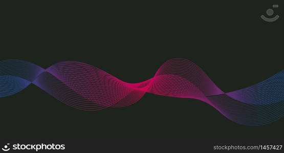 Abstract colorful wave line with dark theme background on landscape paper orientation.