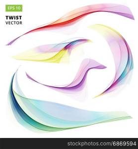 Abstract colorful wave twist spiral Set on white Background. Vector Illustration