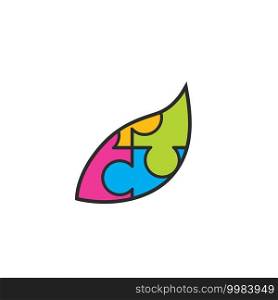 abstract  colorfull leaf puzzle  icon illustration  design template