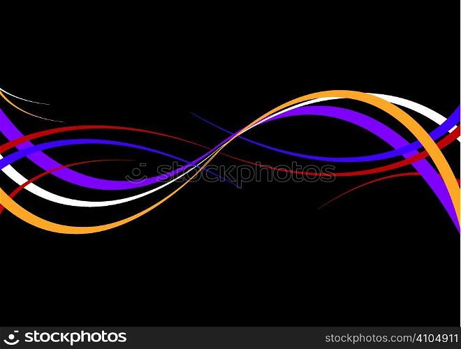 Abstract coloured background with flowing lines on black