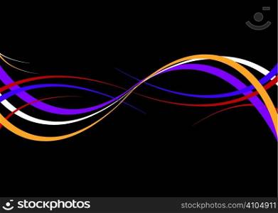 Abstract coloured background with flowing lines on black