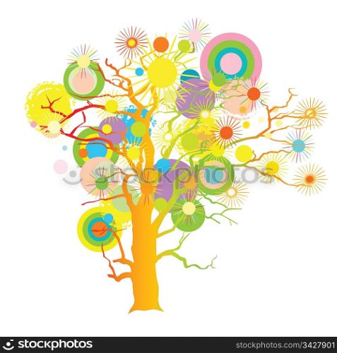abstract coloured tree isolated on white