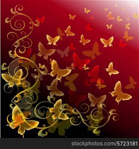 Abstract colourful background with butterflies. A vector.&#xA;
