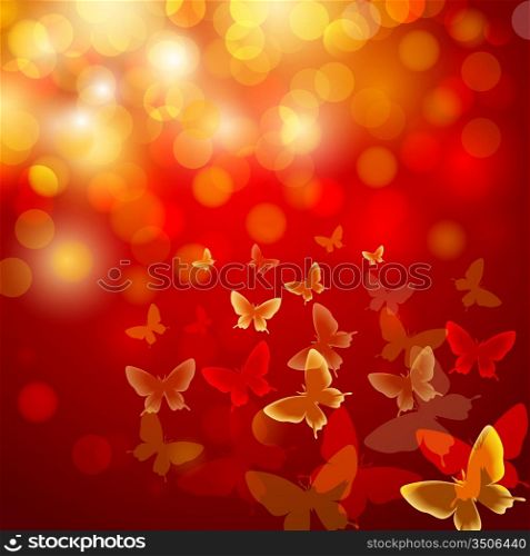 Abstract colourful background with butterflies. Vector.