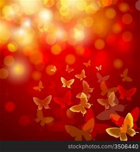 Abstract colourful background with butterflies. Vector.
