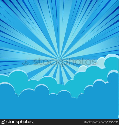 Abstract Comic Cartoon cloud and sunlight Background. Vector Illustration Design.