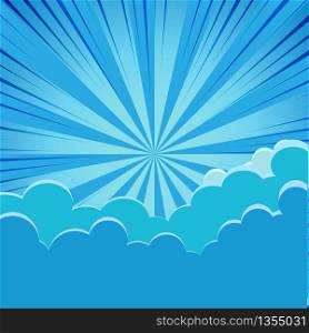 Abstract Comic Cartoon cloud and sunlight Background. Vector Illustration Design.
