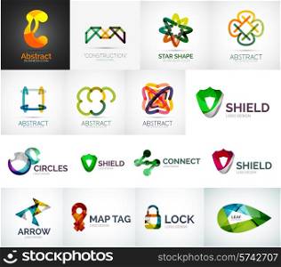 Abstract company logo vector collection - 16 modern various business corporate web logotypes