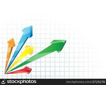 Abstract competing 3D arrows business vector background.