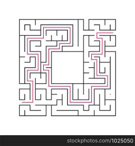 Abstract complex labyrinth. Black stroke on a white background. An interesting puzzle game for children. Vector illustration. With the right way. Abstract complex labyrinth. Black stroke on a white background. An interesting puzzle game for children. Vector illustration. With the right way.