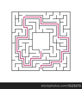 Abstract complex labyrinth. Black stroke on a white background. An interesting puzzle game for children. Vector illustration. With the right way. Abstract complex labyrinth. Black stroke on a white background. An interesting puzzle game for children. Vector illustration. With the right way.