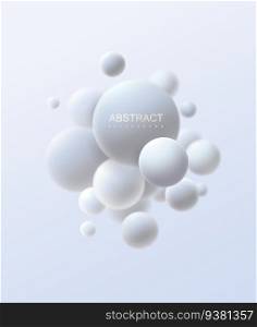 Abstract composition with white spheres cluster