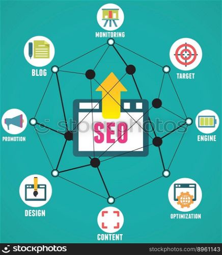 Abstract concept of seo process vector image