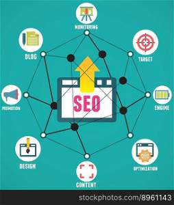 Abstract concept of seo process vector image