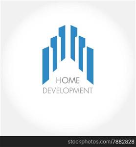 Abstract construction or real estate company logo design. Vector icon with buildings and houses