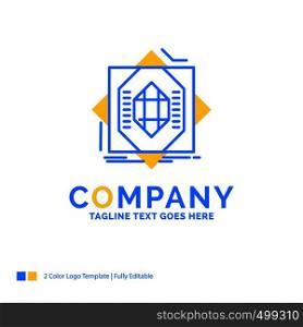 Abstract, core, fabrication, formation, forming Blue Yellow Business Logo template. Creative Design Template Place for Tagline.