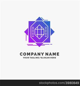 Abstract, core, fabrication, formation, forming Purple Business Logo Template. Place for Tagline.