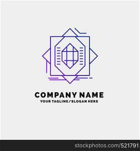 Abstract, core, fabrication, formation, forming Purple Business Logo Template. Place for Tagline. Vector EPS10 Abstract Template background