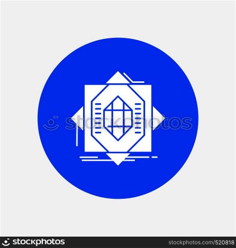 Abstract, core, fabrication, formation, forming White Glyph Icon in Circle. Vector Button illustration. Vector EPS10 Abstract Template background