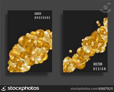 Abstract cover design. Gradient golden balls background for the banner, flyer, poster, brochure or other printing products. Vector illustration.. Abstract cover design. Gradient golden balls background