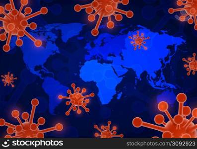 Abstract COVID-19 virus pandamic style of futuristic blue contrast by red viruses. Well organized file each object by grouping. Illustration vector