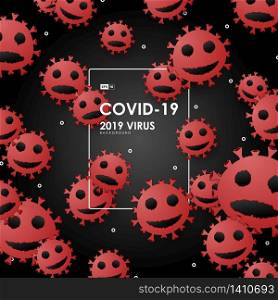 Abstract covid-19 virus spread design red design on gradient black background. Use for ad, poster, cover, template. illustration vector eps10